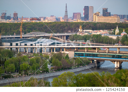 View of the Metro bridge and Vorobyovy Gory metro station. 125424150