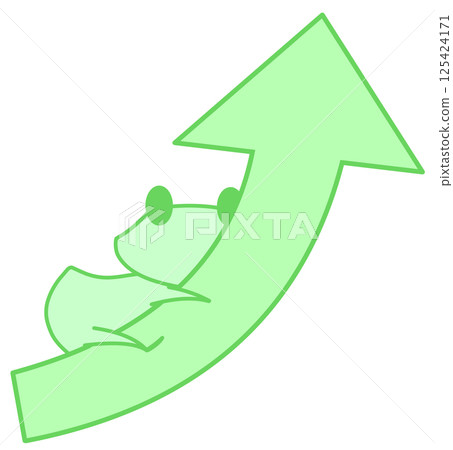 右傾斜箭頭和青蛙（綠色） 125424171