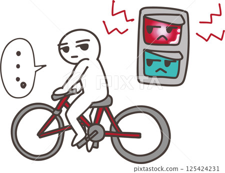 Illustration of a cyclist trying to ignore a traffic light Illustration of a cyclist trying to ignore a traffic light 125424231