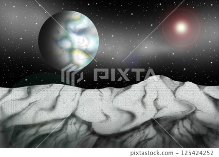 太空——行星、衛星、岩石、星空 125424252
