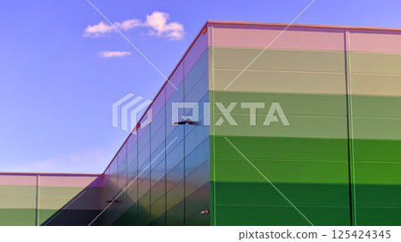 Facade of an industrial building and warehouse. 125424345