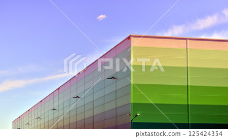Facade of an industrial building and warehouse. Facade of an industrial building and warehouse. 125424354