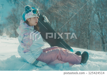 滑雪者 滑雪板 女生 125424514