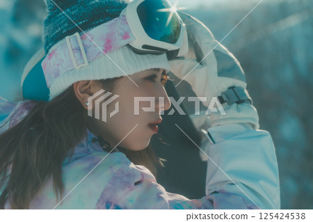 滑雪者 滑雪板 女生 125424538