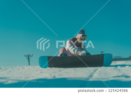 滑雪板 滑雪者 女生 125424566