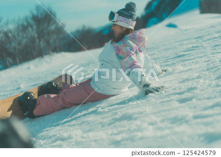 滑雪板 女生 女孩 125424579