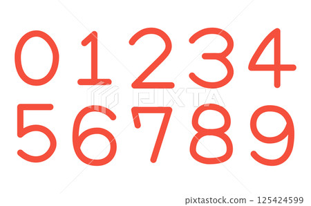可愛簡單的紅色手寫數字集 可愛簡單的紅色手寫數字集 125424599