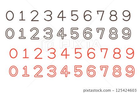 Cute simple red and black handwritten numbers set Cute simple red and black handwritten numbers set 125424603