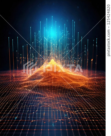 Blue and pink hologram window (ai generated image) 125424820