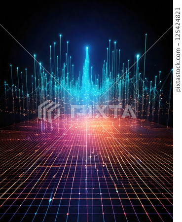 Blue and pink hologram window (ai generated image) 125424821