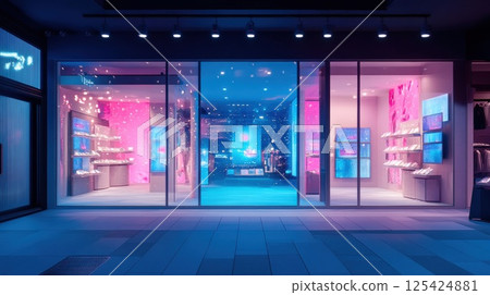 帶有移動線條和模糊的高科技藍圖(AI 生成的圖像) 帶有移動線條和模糊的高科技藍圖(AI 生成的圖像) 125424881