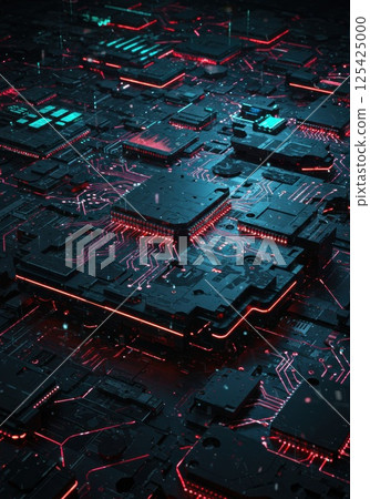 Minimal UI grid with pulsating light (AI generated image) 125425000