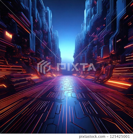 Minimal UI grid with pulsating light (AI generated image) 125425001