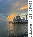 Melaka Straits Mosque and sunset in Melaka, a world heritage city in Malaysia 125425054