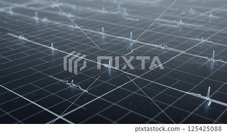 Information net panel with blue and orange crossing (ai generated image) 125425088