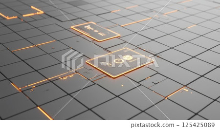 Information net panel with blue and orange crossing (ai generated image) 125425089