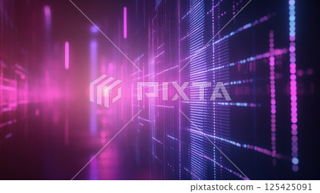 Information net panel with blue and orange crossing (ai generated image) 125425091