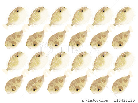 可愛的豪豬魚圖案插圖 125425139