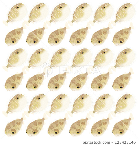 可愛的豪豬魚圖案插圖 125425140