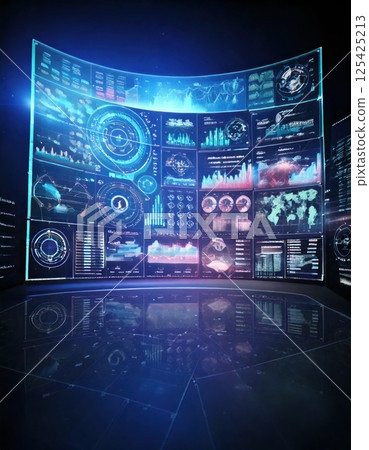 Wide-projection digital info screen (AI-generated images) 125425213