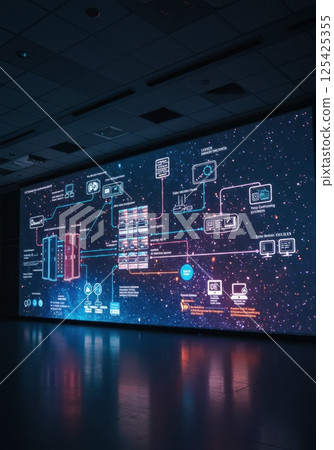 Cyan luminous futuristic display matrix (ai generated image) 125425355