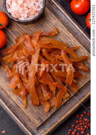 Jerky, dried turkey meat with salt and spices 125425501