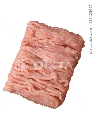 Raw minced chicken with salt, spices and herbs Raw minced chicken with salt, spices and herbs 125425635