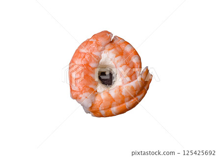 Donut shaped sushi rolls with salmon, shrimp and tuna Donut shaped sushi rolls with salmon, shrimp and tuna 125425692