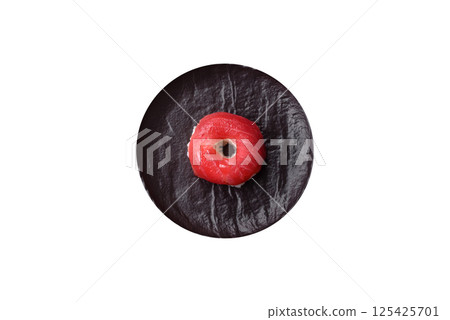 Donut shaped sushi rolls with salmon, shrimp and tuna Donut shaped sushi rolls with salmon, shrimp and tuna 125425701