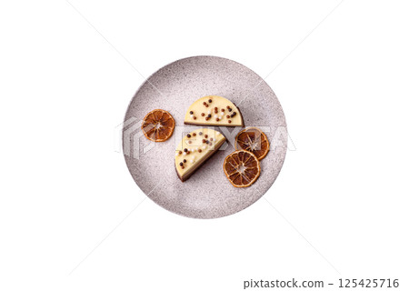 Sweet round tart three chocolates Sweet round tart three chocolates 125425716
