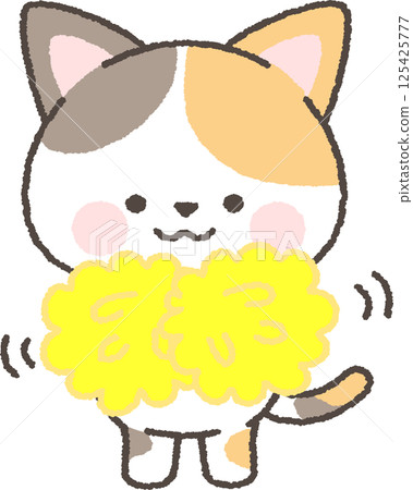 印花布貓用絨球歡呼 125425777