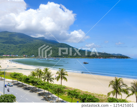 View of My Khe Beach and Son Tra Mountain, Da Nang, Vietnam / Da Nang, VIetnam 125425801