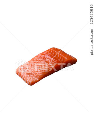 Fresh raw salmon steak with spices and herbs Fresh raw salmon steak with spices and herbs 125425916