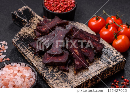 Horse meat sausage with salt, spices and herbs 125427023