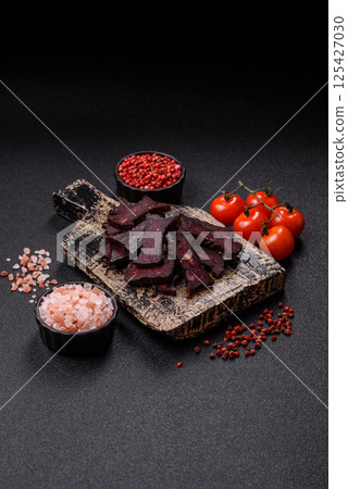 Horse meat sausage with salt, spices and herbs Horse meat sausage with salt, spices and herbs 125427030