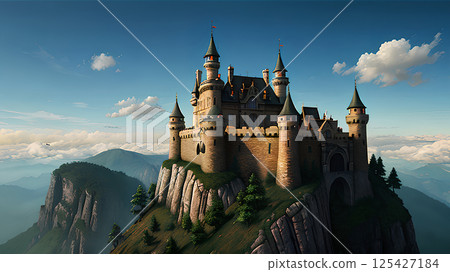 Castle lit by the morning sun Castle lit by the morning sun 125427184