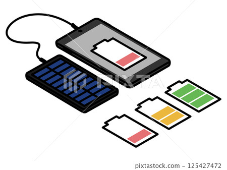 智慧型手機充電和電池電量等距圖 125427472