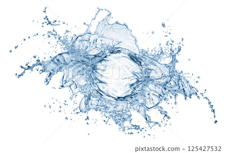 Crystal clear water splash isolated on a white background. 125427532