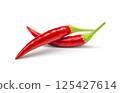 Red Chili Pepper on a White Background 125427614
