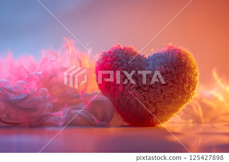 Warm Cozy Heart Shape Symbolizing Love and Comfort in Soft Fluffy Light 125427898
