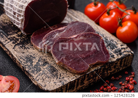 Smoked horse meat with salt, spices and herbs 125428126
