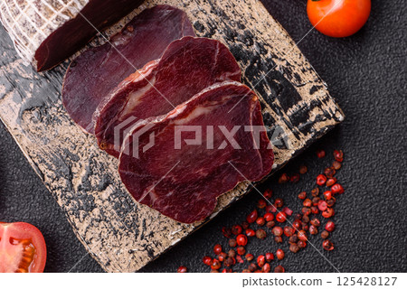 Smoked horse meat with salt, spices and herbs 125428127