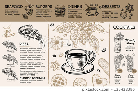 menu, food, vector 125428396