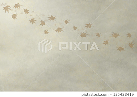 Illustration of maple leaves dancing in the wind on traditional Japanese paper Illustration of maple leaves dancing in the wind on traditional Japanese paper 125428419