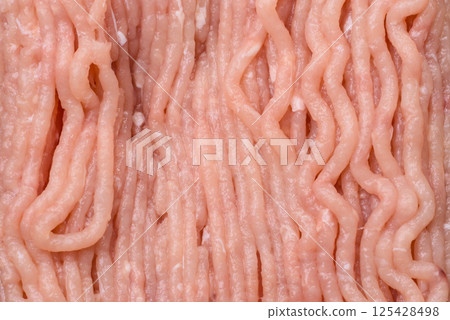 Raw minced chicken with salt, spices and herbs Raw minced chicken with salt, spices and herbs 125428498