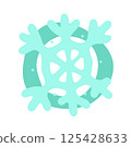Doodle Christmas snowflake. Hand-drawn mint snow 125428633