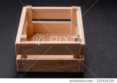 Empty wooden box for fruits or vegetables 125429230