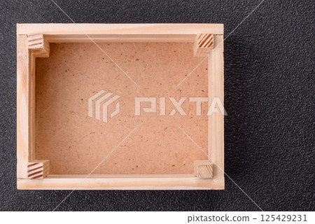 Empty wooden box for fruits or vegetables Empty wooden box for fruits or vegetables 125429231
