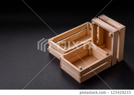 Empty wooden box for fruits or vegetables Empty wooden box for fruits or vegetables 125429233