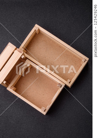 Empty wooden box for fruits or vegetables 125429246
